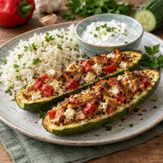 Landgurken mit Gyros-Schafskäsefüllung