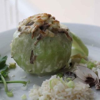 Kohlrabi gefüllt mit Spinat und Camembert