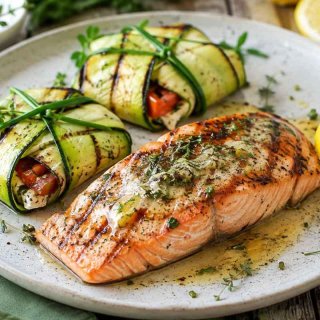 Lachs mit Zitronenbutter und Zucchinipäckchen