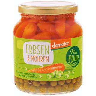 Erbsen und Möhren im Glas