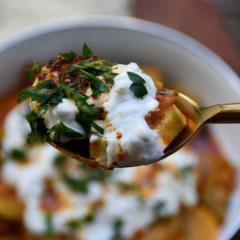 Auberginen-Paprika-Täschchen