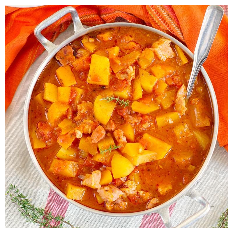 Kürbis-Kartoffel-Eintopf mit Buttermilchbrot