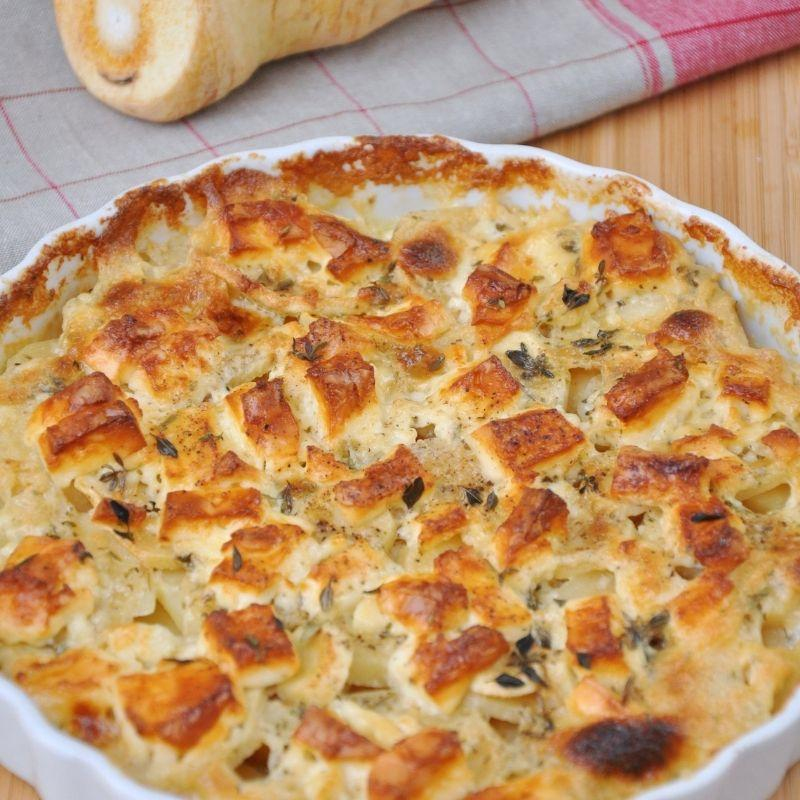 Pastinaken-Spinat-Gratin