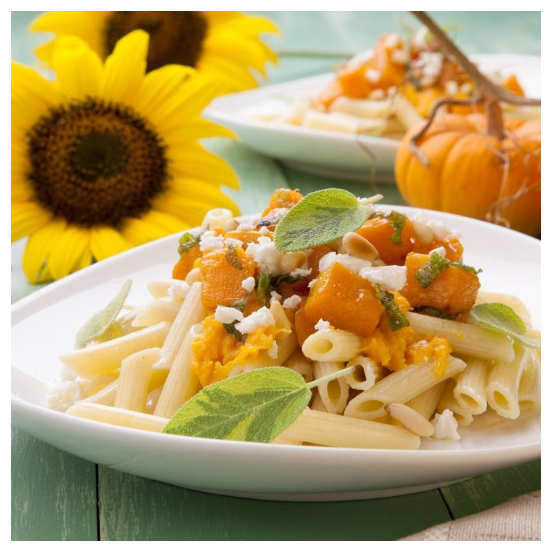 Kürbisgemüse mit Nudeln