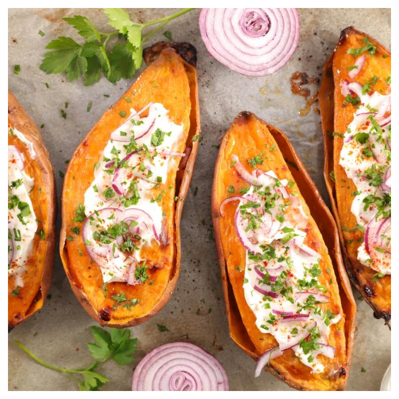 Süßkartoffel mit Schafskäse-Quark