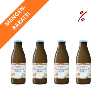 4x Frischmilch 1,5% Glasflasche