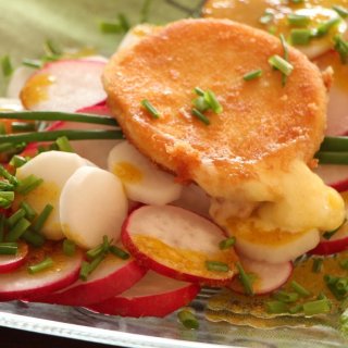 Radieschen-Rettich-Salat mit gebratenem Camembert