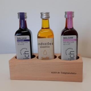 Geschenkklötzla Essig 3 x 60ml EZZICH Flaschen