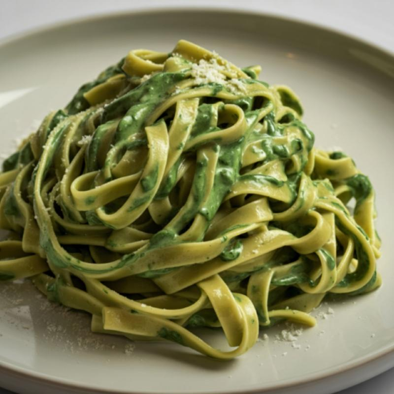 Bandnudeln mit Spinat