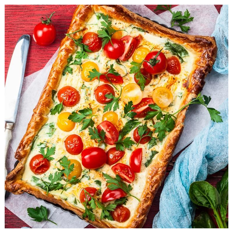 Blätterteig-Tarte mit Cherrytomaten und Pesto